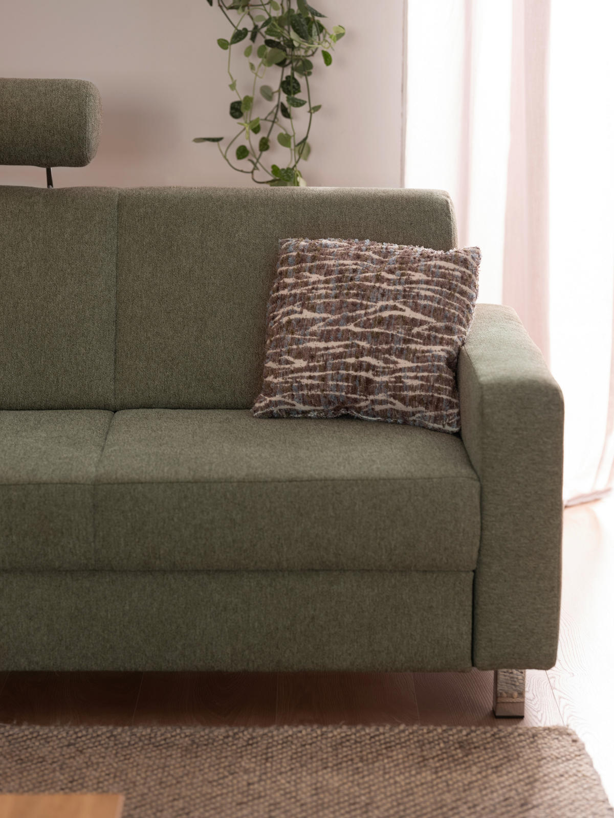 3-SITZER-SOFA in Flachgewebe Grün  - Chromfarben/Grün, Design, Textil/Metall (195/83/85cm) - Xora