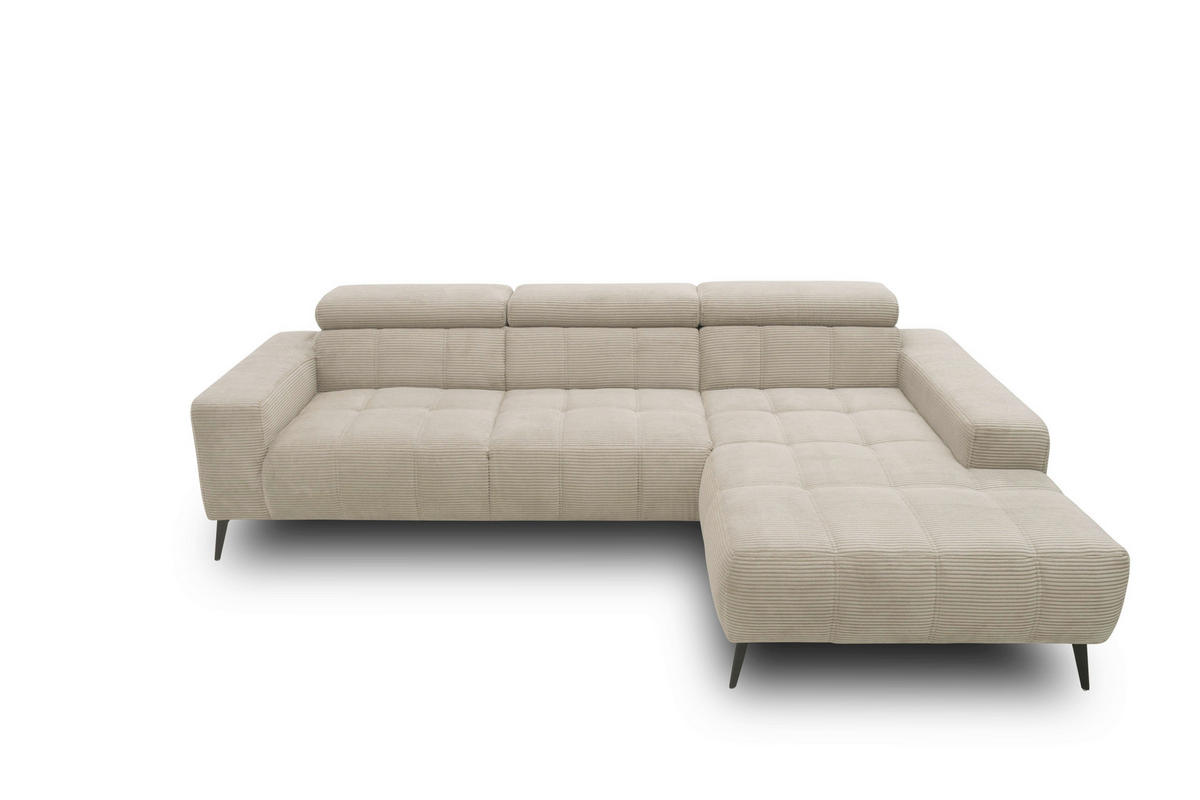 ECKSOFA TRENTO Taupe Mikrofaser  - Taupe/Dunkelgrau, MODERN, Textil/Metall (287/175cm) - MID.YOU
