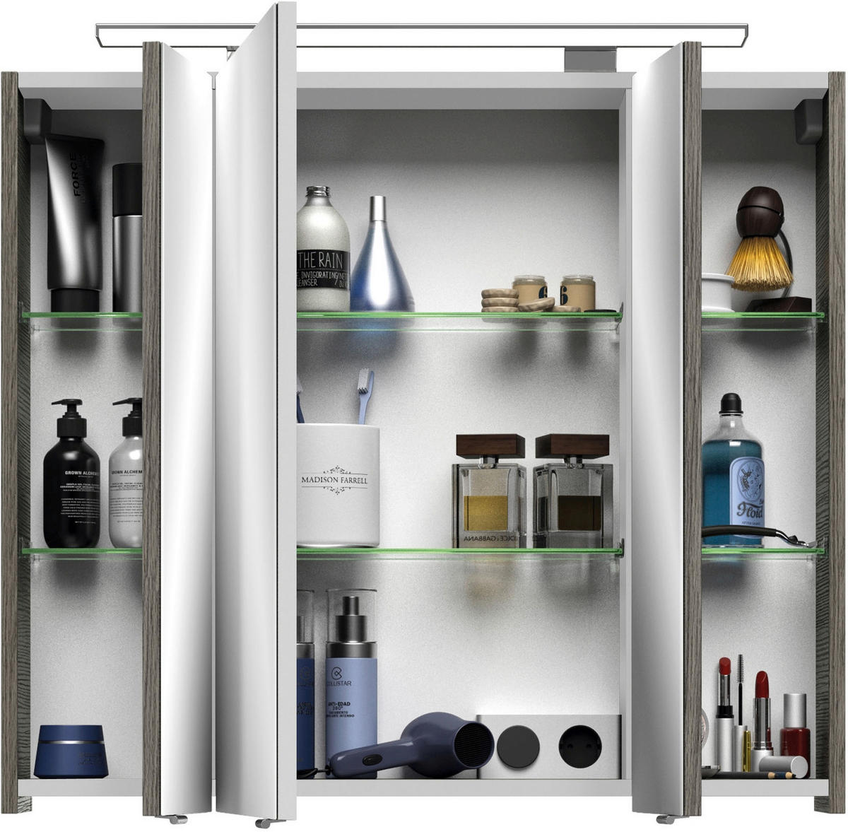 BADEZIMMER 3-teilig  in 84 cm  - Chromfarben/Graphitfarben, MODERN, Glas/Keramik (84cm) - Sadena