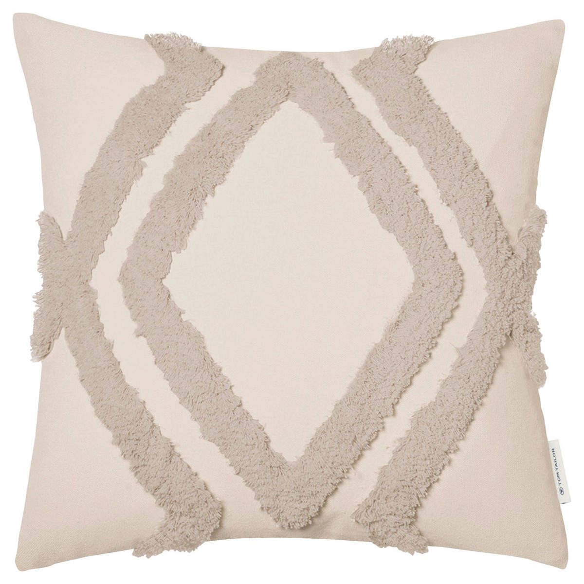 KUDDFODRAL Fluffy Rhombus 45/45 cm  - beige/lerfärgad, Klassisk, textil (45/45cm) - Tom Tailor