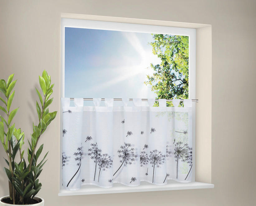 KURZGARDINE   145/50 cm   - Anthrazit/Weiß, Natur, Textil (145/50cm)