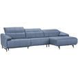 ECKSOFA in Echtleder Hellblau  313/165 cm  - Schwarz/Hellblau, Design, Leder/Metall (313/165cm) - Emilio Belluti