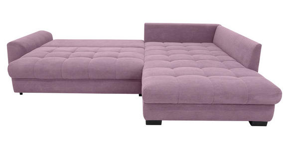 ECKSOFA Lila Cord Rückenkissen, Armlehnenkissen, Bettkasten, Schlaffunktion, Rücken echt, Liegefläche im Originalstoff  - Lila/Schwarz, KONVENTIONELL, Kunststoff/Textil (304/212cm) - Carryhome