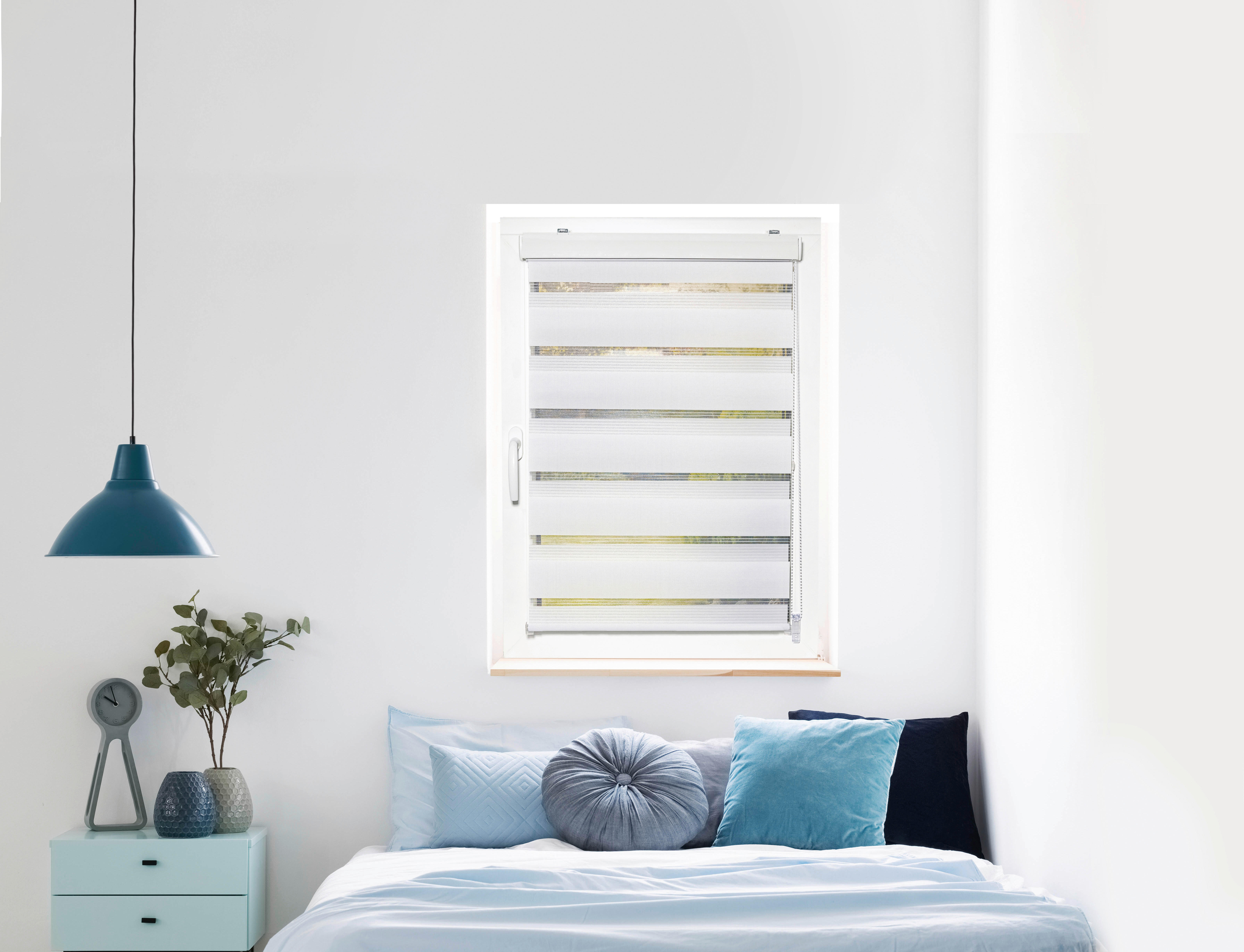 DOPPELROLLO  halbtransparent  100/160 cm    - Transparent/Weiß, Basics, Textil (100/160cm) - Boxxx
