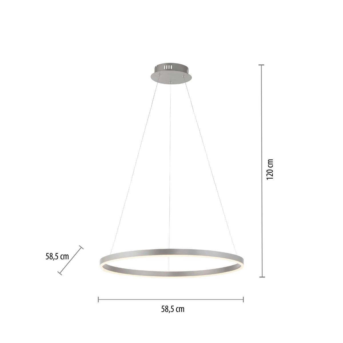 LED-HÄNGELEUCHTE Ritus 58,5/58,5/120 cm   - Alufarben, Design, Kunststoff/Metall (58,5/58,5/120cm)