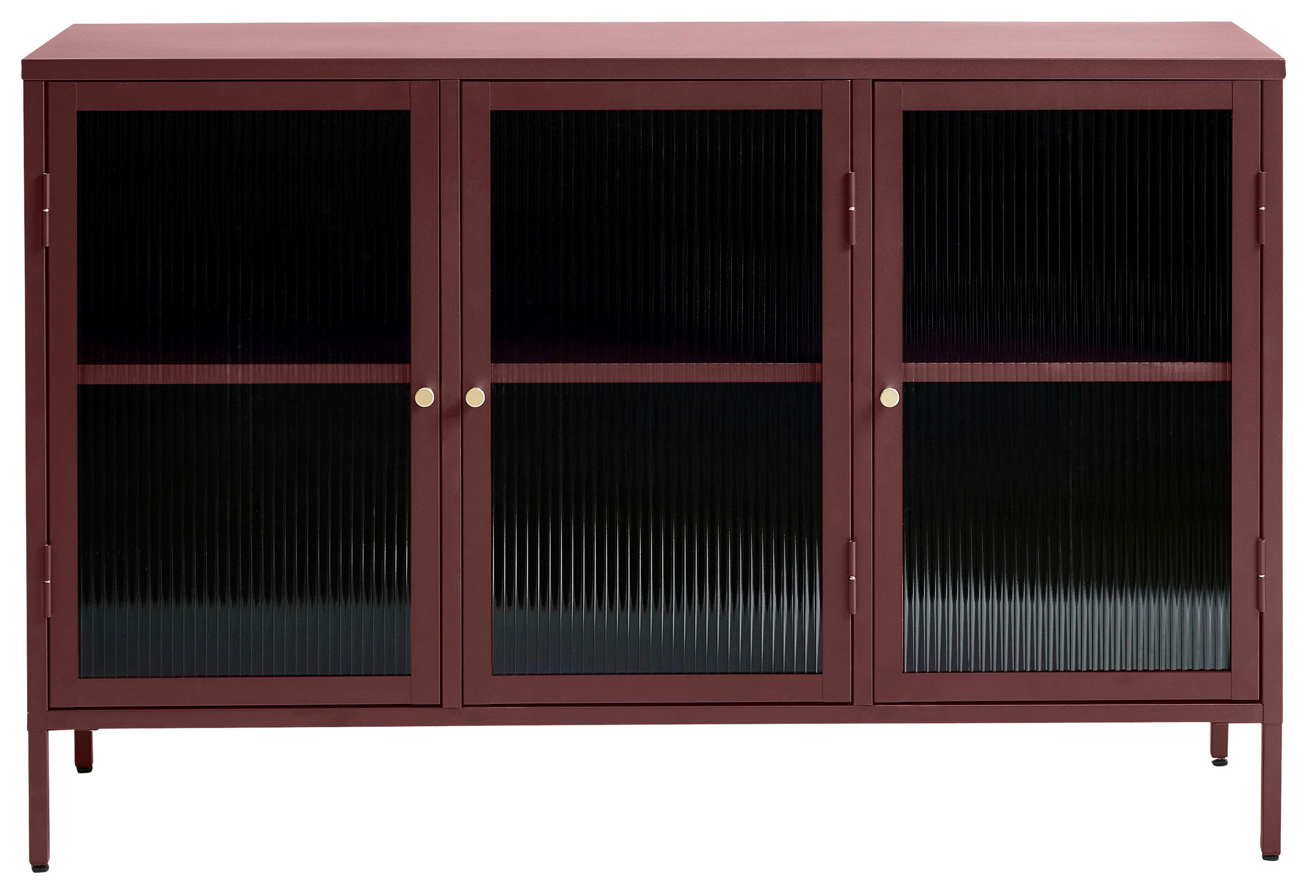 SIDEBOARD Goldfarben, Weinrot  132/85/40 cm  - Weinrot/Goldfarben, Design, Glas/Metall (132/85/40cm) - Lomoco