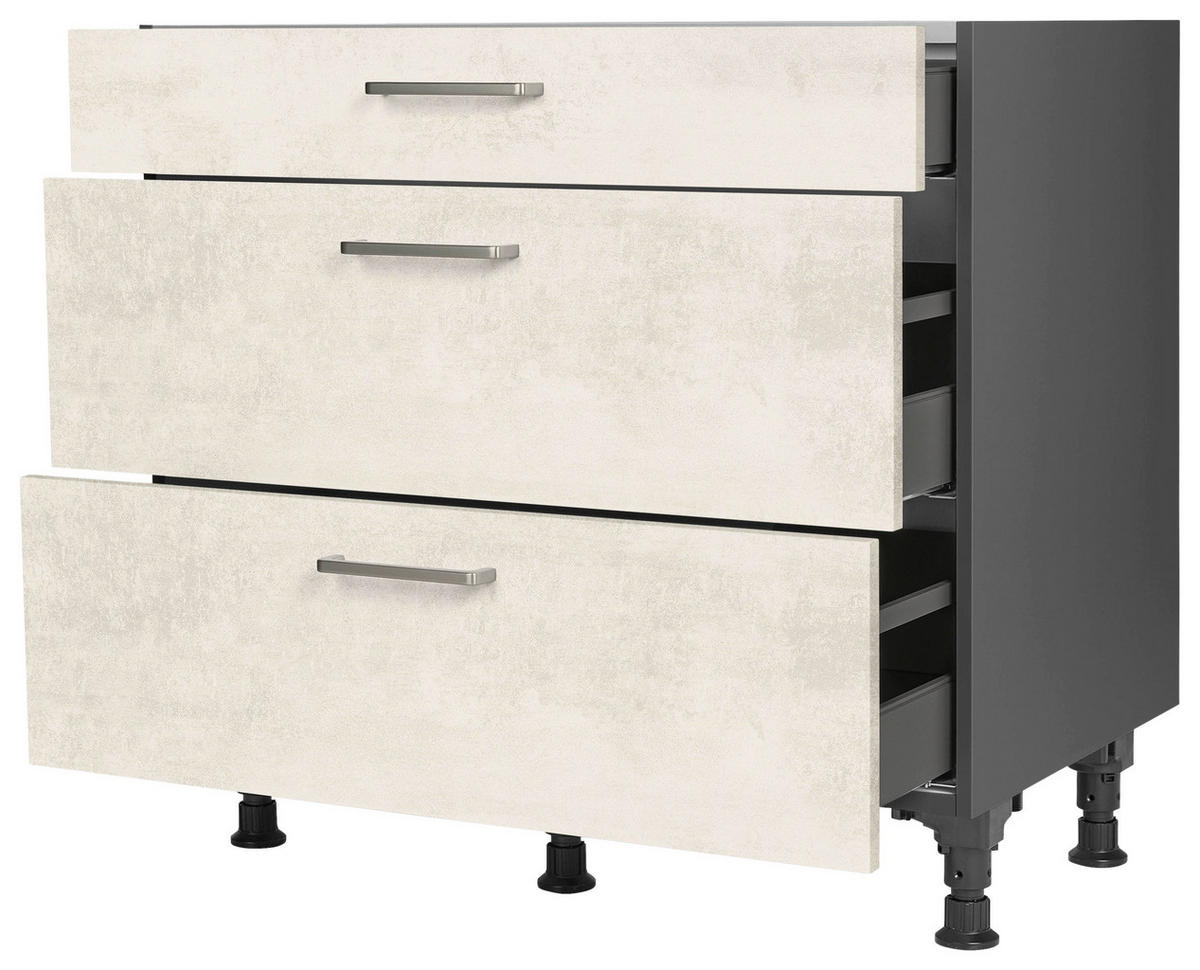 SCHUBKASTENUNTERSCHRANK 90/87/56 cm  in Weiß  - Schieferfarben/Edelstahlfarben, MODERN, Holzwerkstoff/Metall (90/87/56cm) - Nobilia