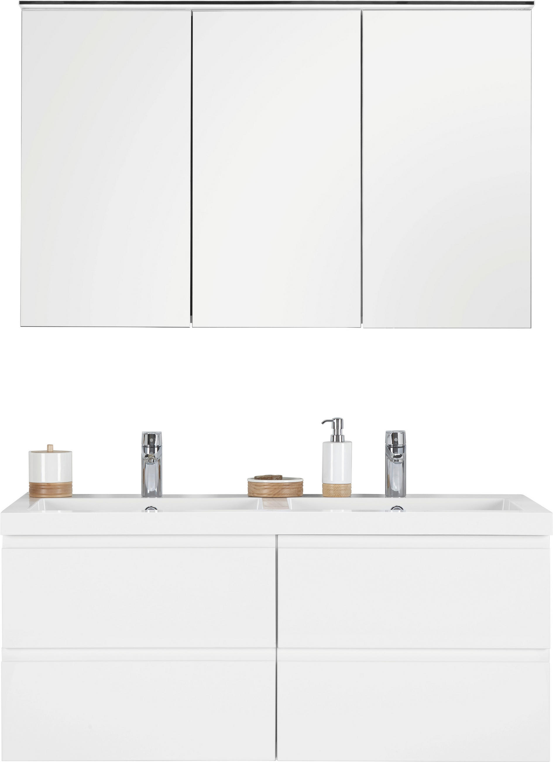 BADEZIMMER  in 120 cm  - Weiß, Design, Glas/Holzwerkstoff (120cm) - Novel