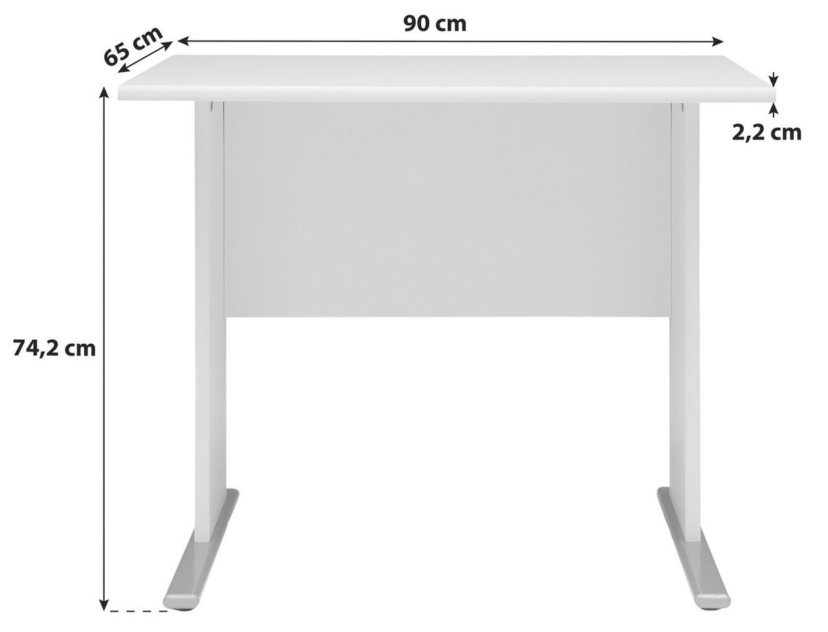 SCHREIBTISCH 90/65/74,2 cm  in Weiß  - Silberfarben/Weiß, Basics, Holzwerkstoff/Metall (90/65/74,2cm) - MID.YOU