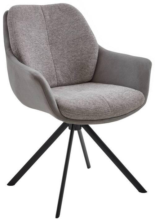 ARMLEHNSTUHL in Eisen Webstoff, Mikrofaser - Platinfarben/Schwarz, Design, Textil/Metall (62/83,5/65cm) - Valnatura