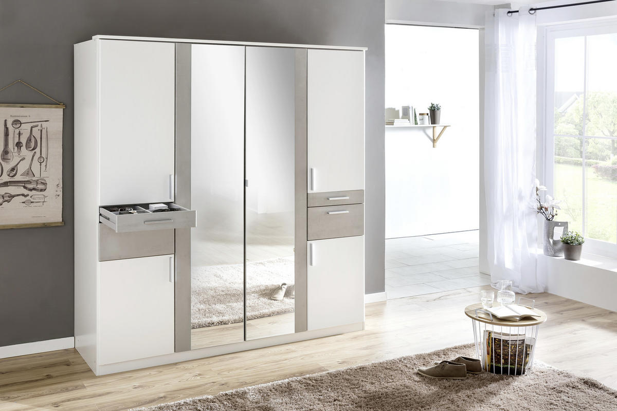 ORMAR ZA ODEĆU siva, bela  180/198/58 cm  - boja aluminijuma/siva, Dizajnerski, pločasti materijal/plastika (180/198/58cm) - Ti'me