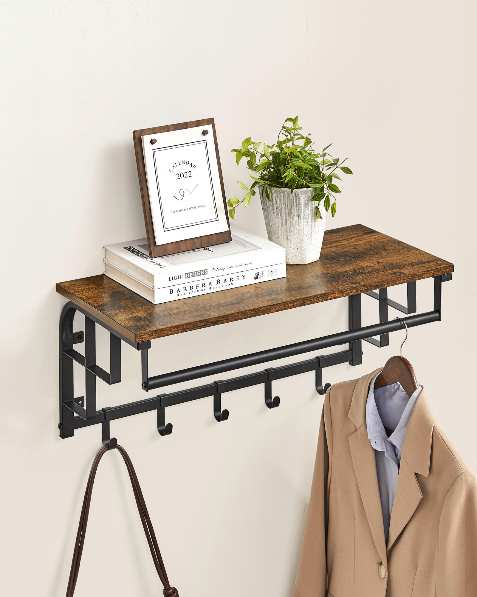 WANDGARDEROBE - Schwarz/Braun, Trend, Holzwerkstoff/Metall (66/27/30cm) - Boxxx