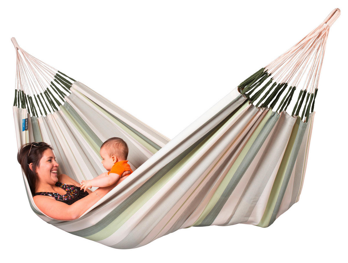 HÄNGEMATTE kingsize outdoor  - Weiß/Hellgrün, KONVENTIONELL, Textil (180/400cm) - La Siesta