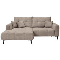 ECKSOFA in Cord Taupe  - Taupe/Schwarz, Konventionell, Textil/Metall (185/250cm) - Carryhome