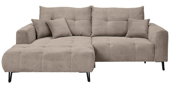 ECKSOFA Taupe Cord  - Taupe/Schwarz, KONVENTIONELL, Textil/Metall (185/250cm) - Carryhome