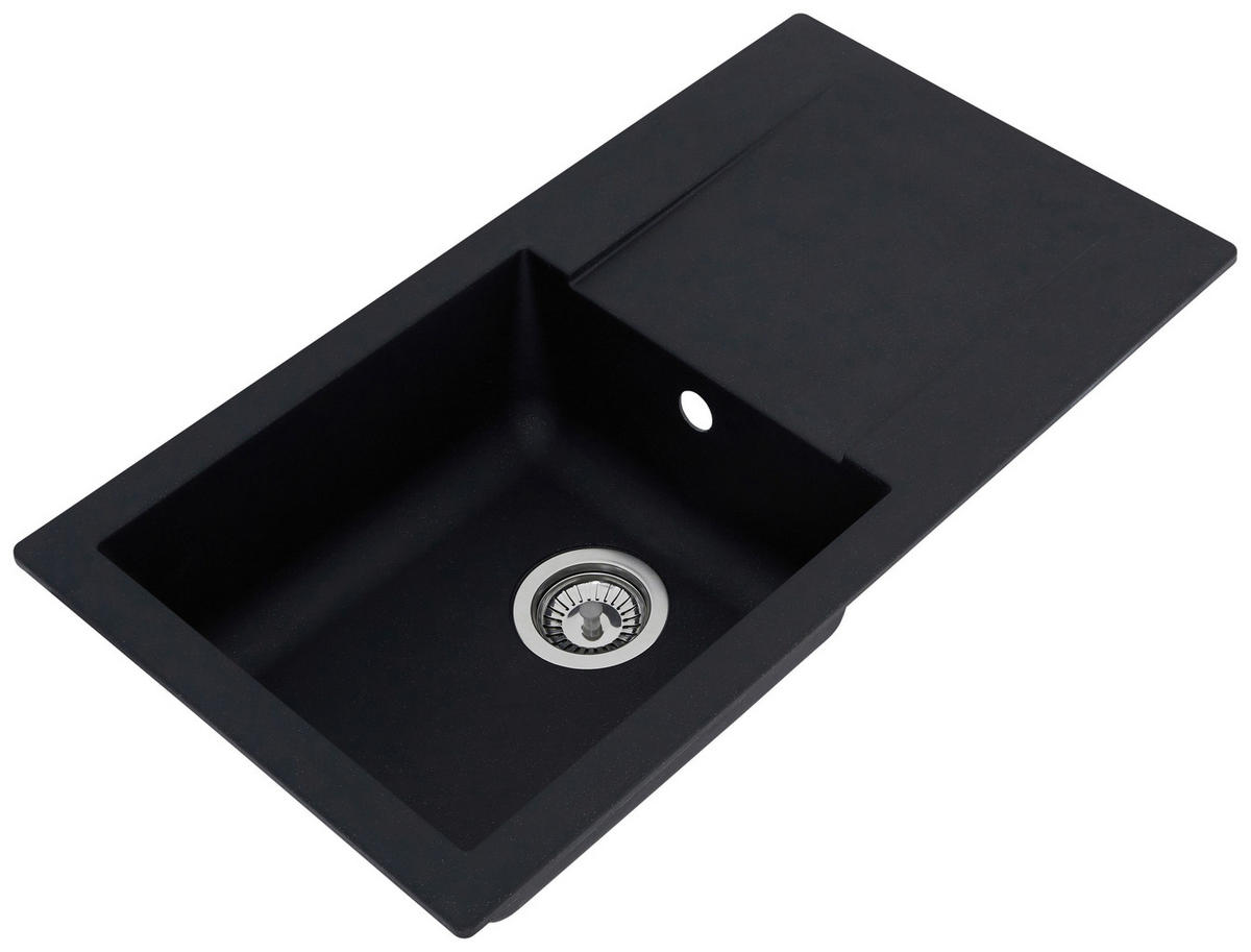 SPÜLE 1712DENVER78X44S  - Schwarz, Trend, Glas/Kunststoff (78/17/43,5cm) - Respekta
