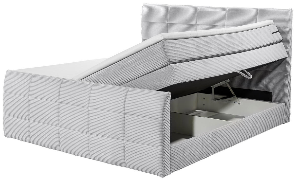 BOXSPRINGBETT 180/200 cm  in Hellgrau  - Hellgrau/Schwarz, MODERN, Holzwerkstoff/Kunststoff (180/200cm) - MID.YOU