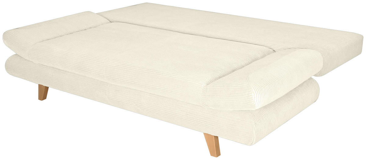 SCHLAFSOFA  mit Schlafen auf Sitzhöhe, haustierfreundlicher Bezug Cord Creme  - Buchefarben/Creme, KONVENTIONELL, Holz/Textil (200/75/85cm) - Carryhome