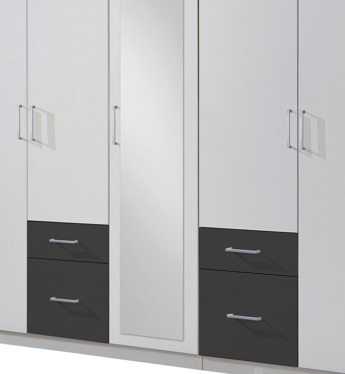 DREHTÜRENSCHRANK in Graphitfarben, Weiss  - Weiss/Silberfarben, Design, Glas/Holzwerkstoff (225/210/58cm) - MID.YOU