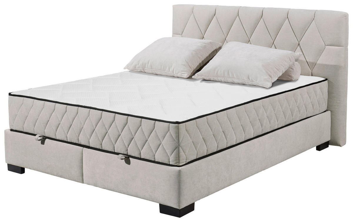 BOXBETT 160/200 cm  in Beige  - Beige/Schwarz, MODERN, Holzwerkstoff/Kunststoff (160/200cm) - MID.YOU