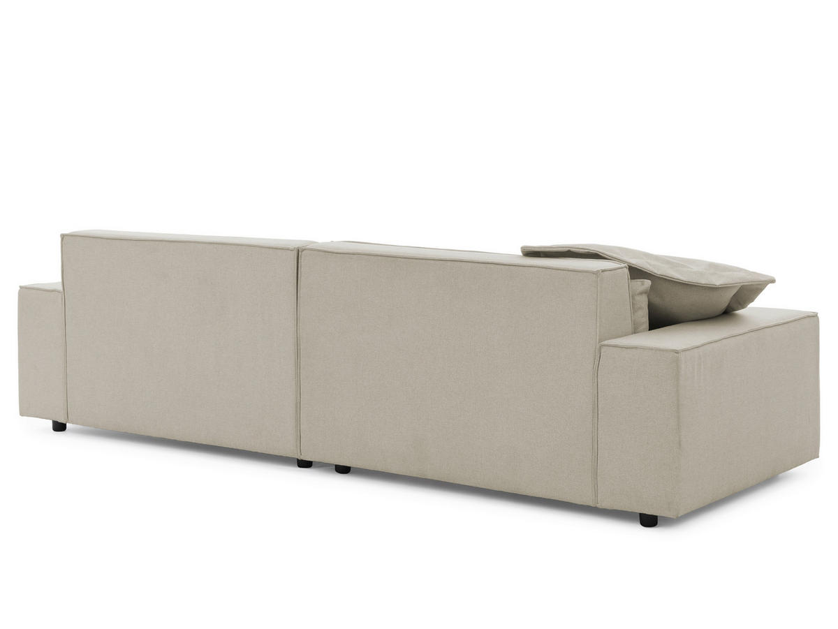 ECKSOFA Curduroy in Webstoff Ecru Rückenkissen  251/142 cm  - Ecru/Schwarz, Design, Kunststoff/Textil (251/142cm) - P & B