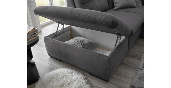 WOHNLANDSCHAFT in Mikrovelours Grau - Schwarz/Grau, KONVENTIONELL, Kunststoff/Textil (217/334/127cm) - Carryhome