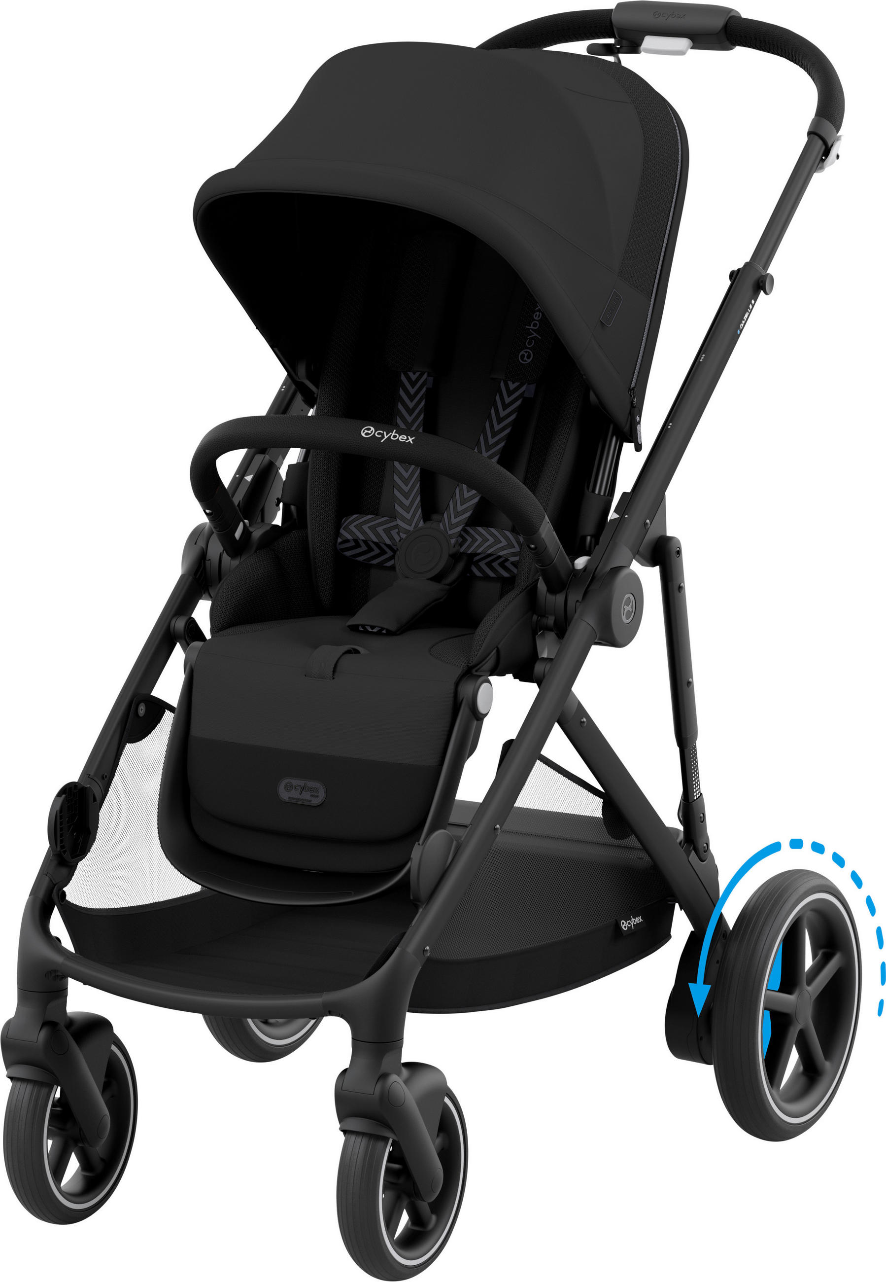 KINDERWAGEN  e-Gazelle S  Moon Black  - Schwarz, Design, Kunststoff/Textil (94.5/66/100cm) - cybex GOLD