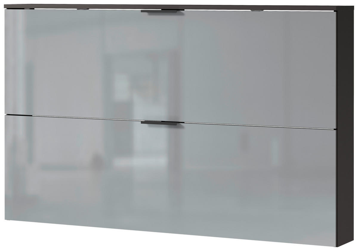 SCHUHSCHRANK Graphitfarben, Grau  - Schwarz/Graphitfarben, Design, Glas/Holzwerkstoff (140/85/19cm)