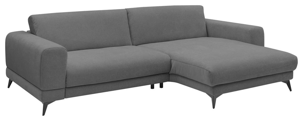 ECKSOFA Anthrazit Chenille  - Anthrazit/Schwarz, KONVENTIONELL, Textil/Metall (292/194cm) - SetOne by Musterring