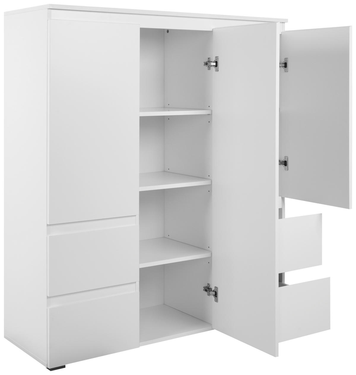 VISOKA KOMODA, bela  - bela/antracit, Design, umetna masa/leseni material (116/131/40cm) - Livetastic