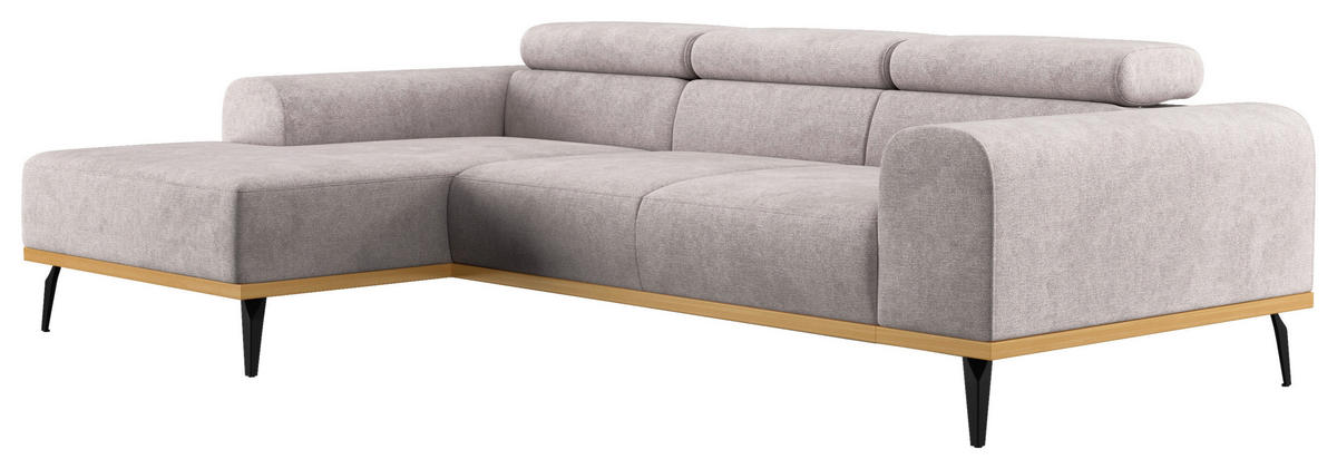 ECKSOFA Grau Mikrofaser  - Schwarz/Grau, KONVENTIONELL, Textil/Metall (157/244cm) - Cotta