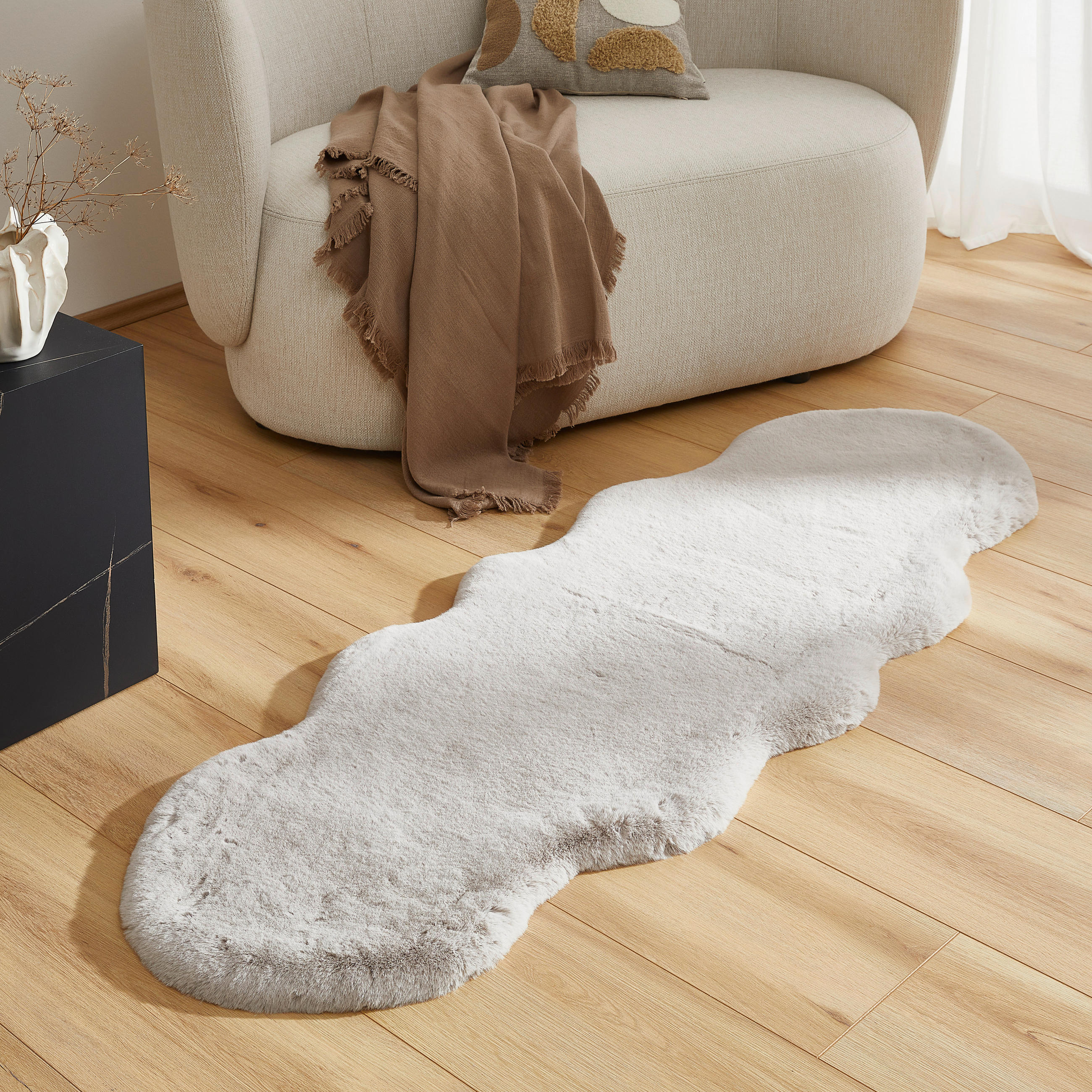 UMĚLÁ KOŽEŠINA, 55/160 cm, barvy stříbra - barvy stříbra, Trend, kožešina/textil (55/160cm) - Novel