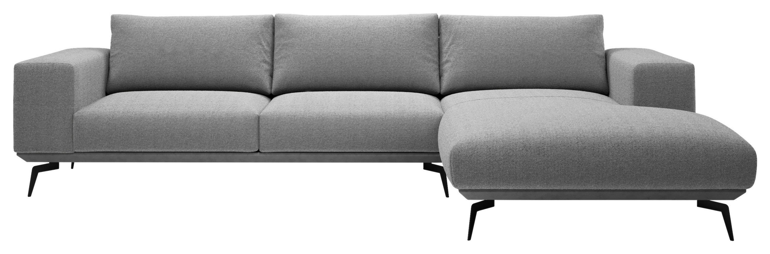 ECKSOFA Grau Chenille  - Schwarz/Grau, Design, Holz/Textil (330/180cm) - MID.YOU