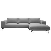 ECKSOFA Grau Chenille  - Schwarz/Grau, Design, Holz/Textil (330/180cm) - MID.YOU