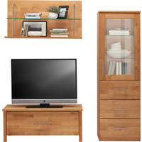 WOHNWAND  in Erlefarben 156/160/46 cm  - Chromfarben/Erlefarben, Natur, Glas/Holz (156/160/46cm) - Linea Natura