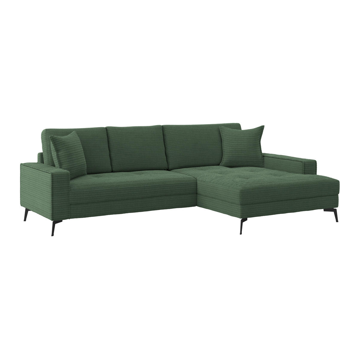 ECKSOFA ZERO Grün Cord Zierkissen, Rückenkissen  - Schwarz/Grün, Trend, Textil/Metall (286/173cm) - Livetastic