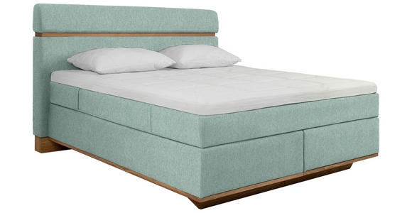 BOXSPRINGBETT 180/200 cm  in Mintgrün  - Eichefarben/Mintgrün, Natur, Holz/Textil (180/200cm) - Linea Natura