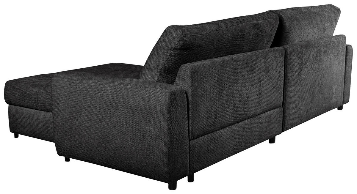 ECKSOFA in Struktur Anthrazit  - Anthrazit/Schwarz, Design, Textil/Metall (265/162cm) - MID.YOU