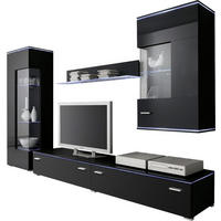 WOHNWAND  in Schwarz  230/148/42 cm  - Silberfarben/Schwarz, Design, Glas/Holzwerkstoff (230/148/42cm) - Livetastic