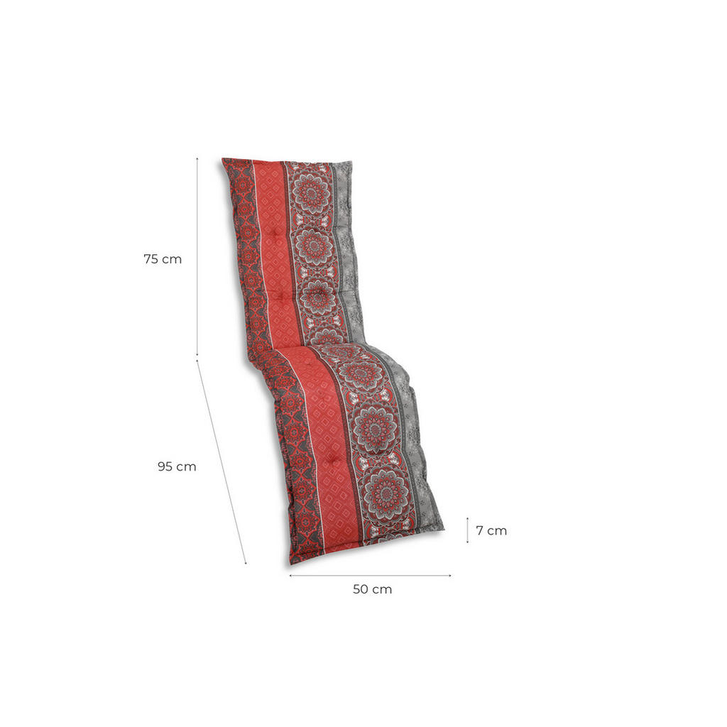 Thumbnail - Xxxl Relaxsesselauflage, Grau, Rot, Dunkelgrau, Textil, Ornament, Füllung: Schaumstoff, Vlies, 50x7x170 cm, Oeko-Tex® St...
