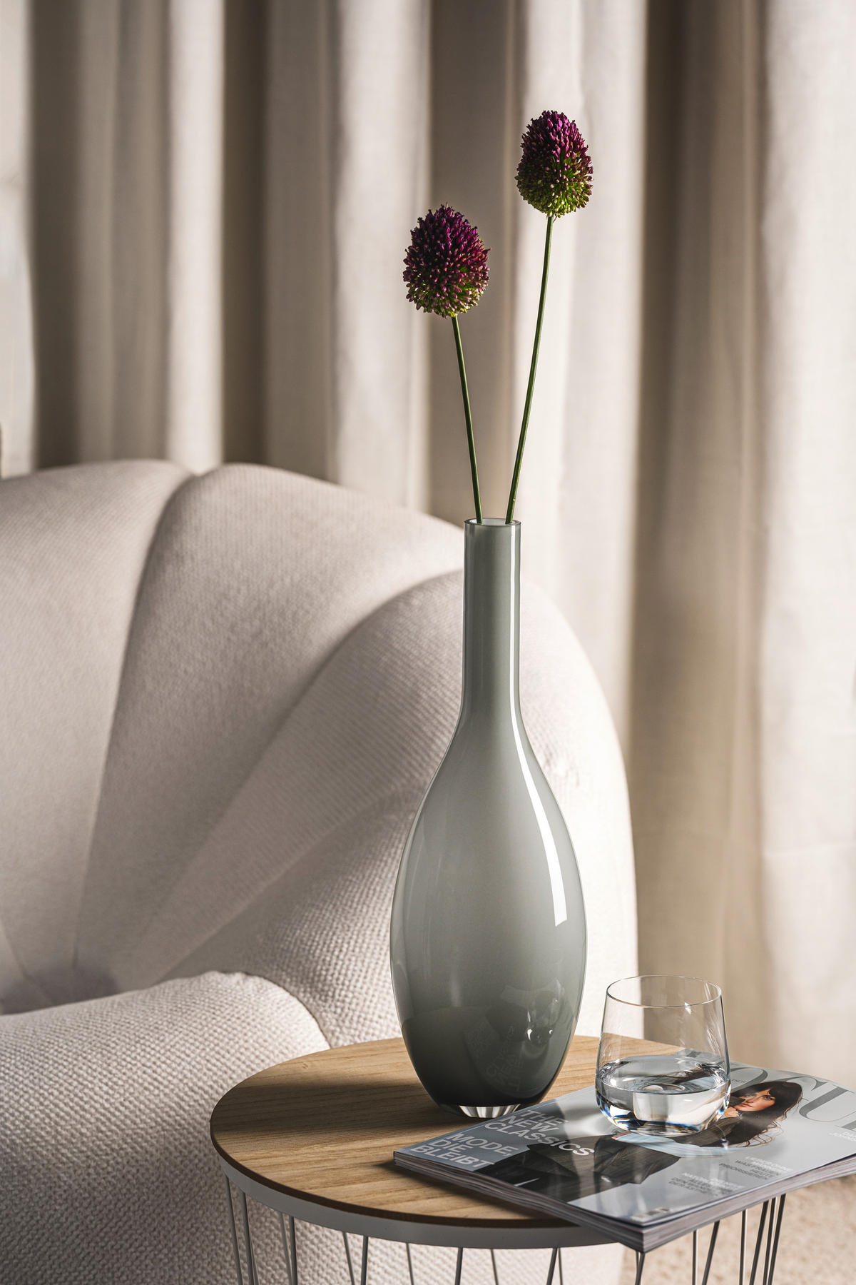 VASE  - Grau, Design, Glas (17,5/50/17,5cm) - Leonardo