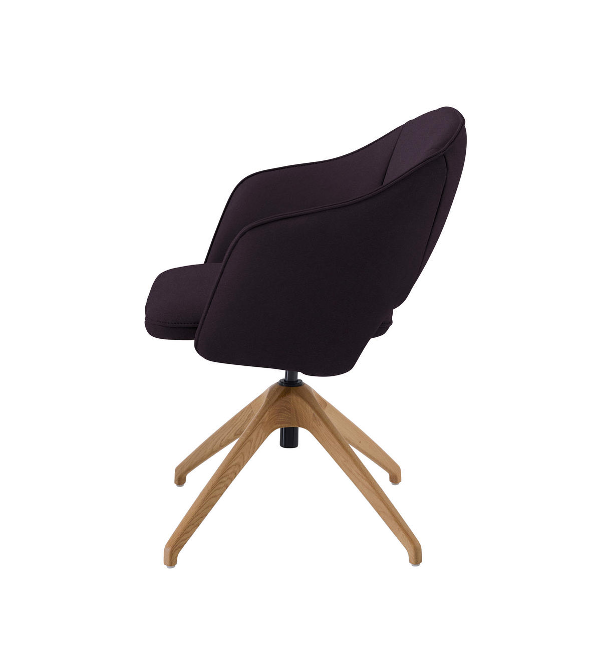 ARMLEHNSTUHL  in Echtleder naturbelassen  - Wildeiche/Aubergine, Design, Leder/Holz (63/74-90/57-73cm) - Koinor