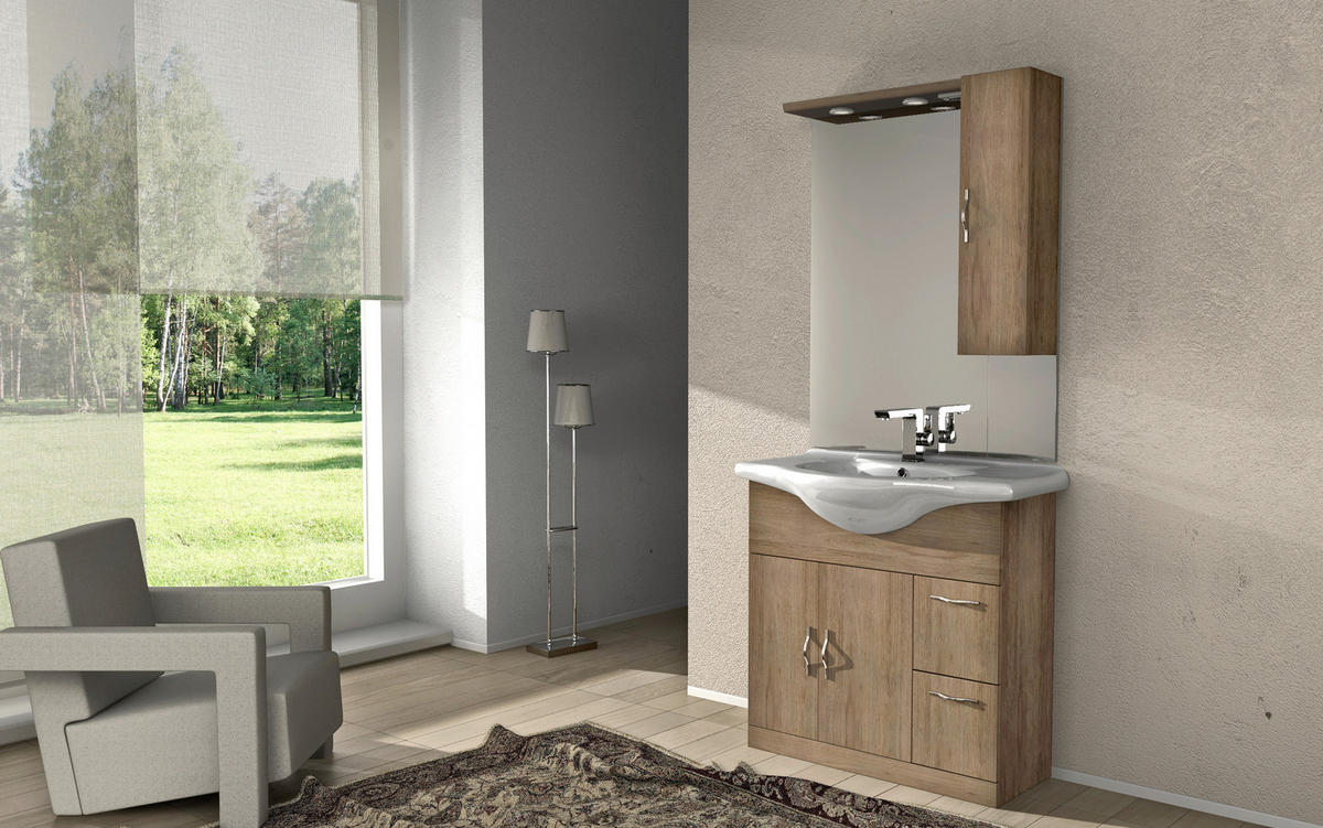 FÜRDŐSZOBABÚTOR - tölgyfa színű, Basics, faalapú anyag (87,5/190cm) - Welnova