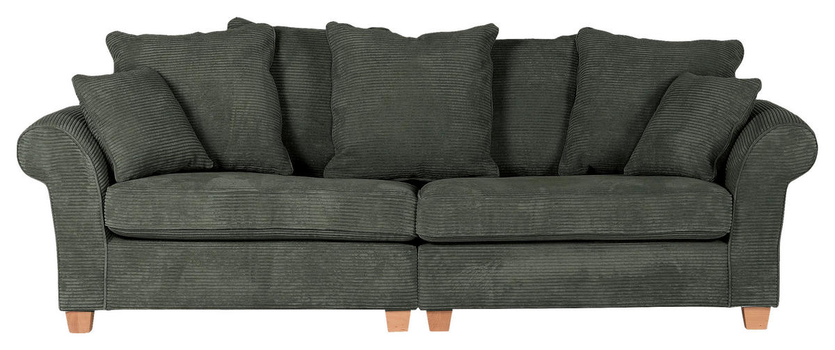 BIG SOFFA i manchester mörkgrön  - mörkgrön/ekfärgad, Lifestyle, trä/textil (264/70/111cm) - Livetastic