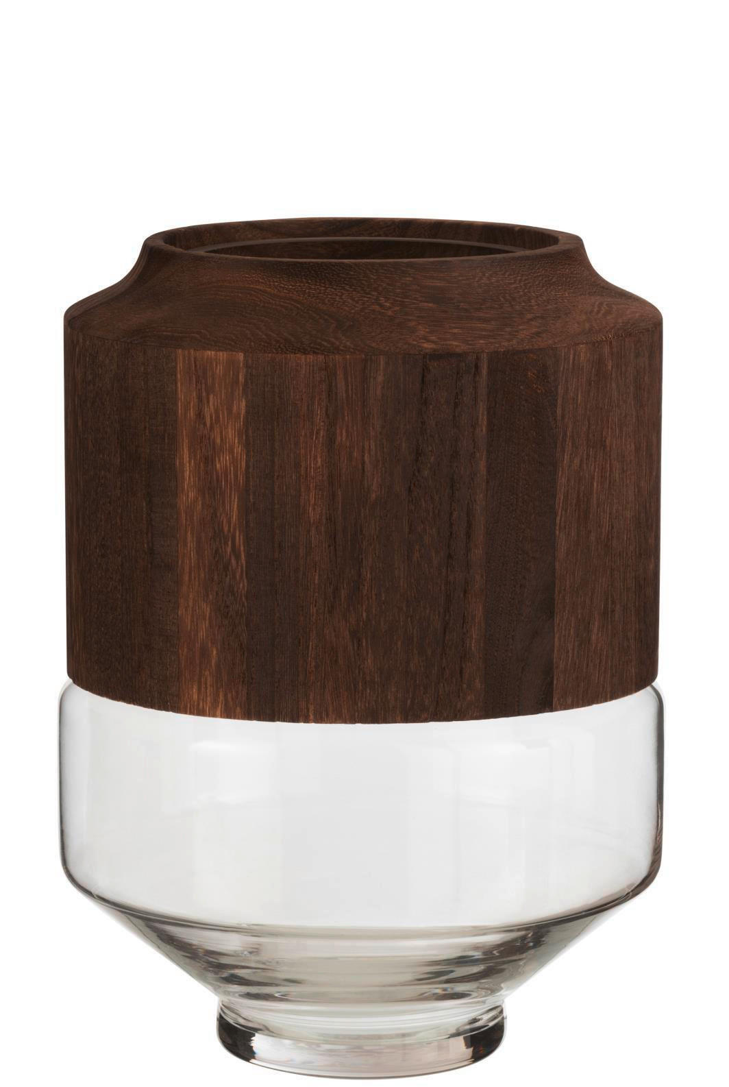 VASE  - Transparent/Braun, Design, Glas/Holz (23/23/31cm) - Ambia Home