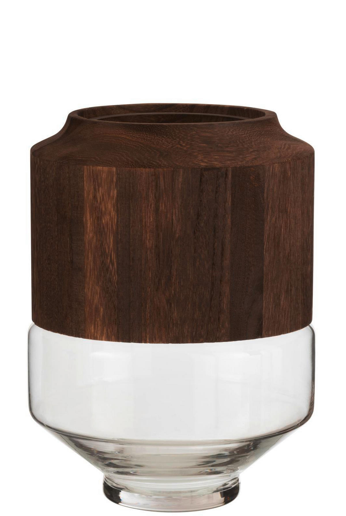 VASE  - Transparent/Braun, Design, Glas/Holz (23/23/31cm) - Ambia Home