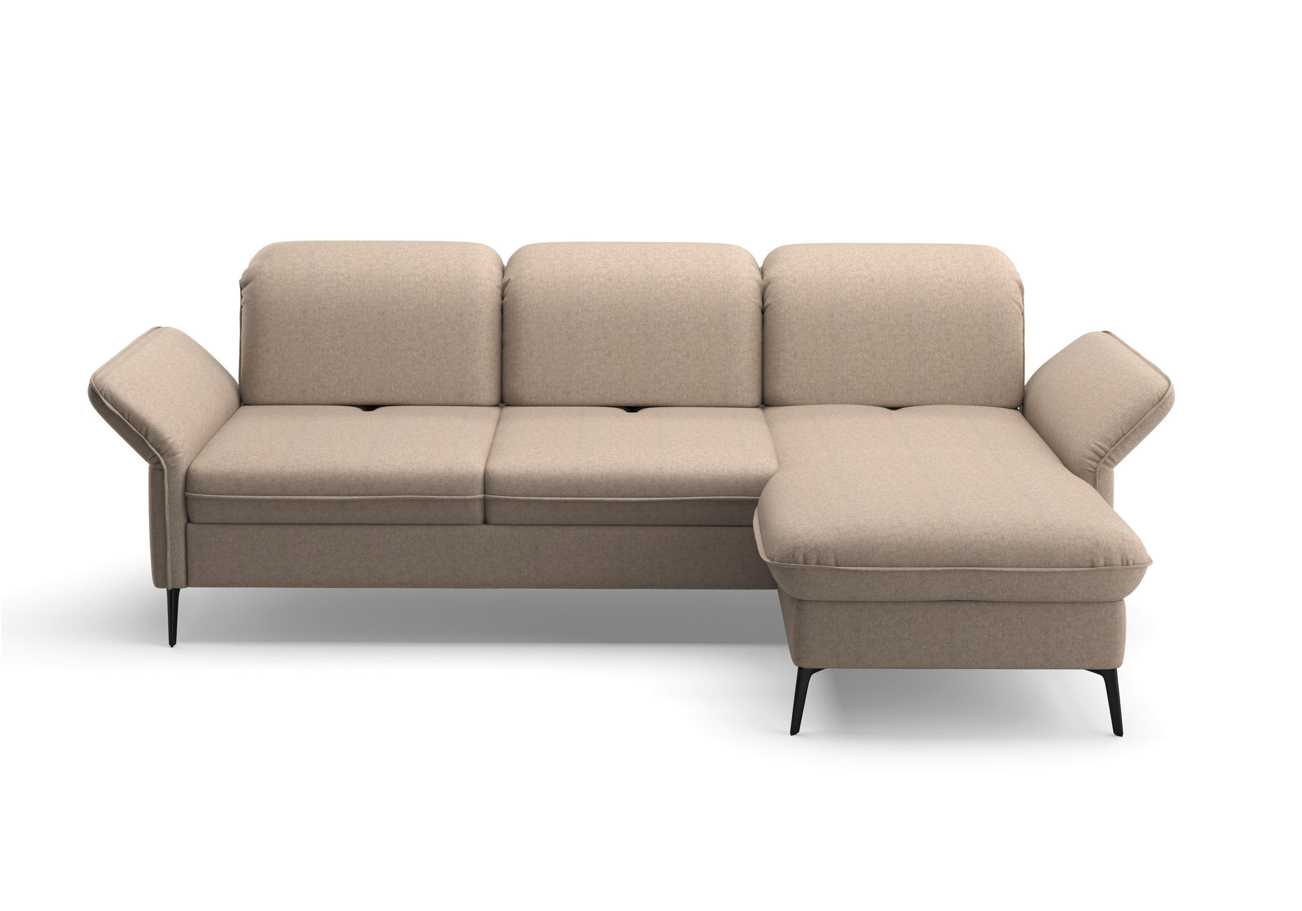 ECKSOFA in Flachgewebe Taupe  - Taupe/Schwarz, Konventionell, Textil/Metall (264/198cm) - Sit & More