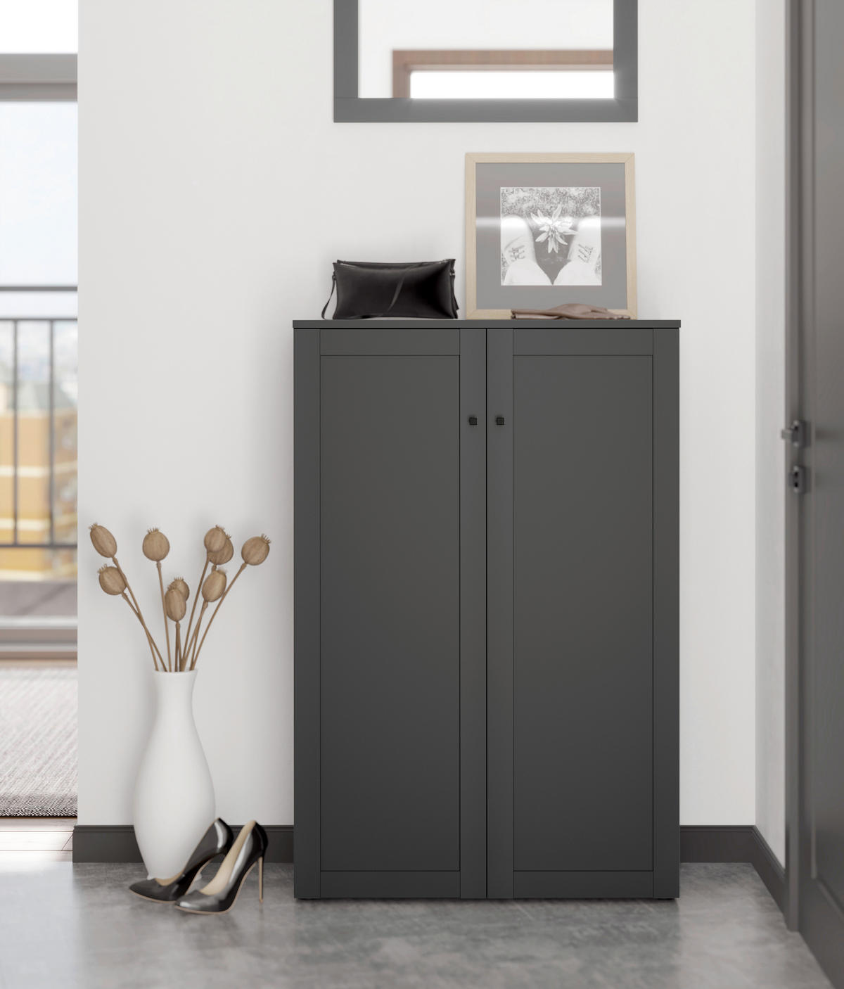 SCHUHSCHRANK  in 81/122/38 cm  - Anthrazit/Schwarz, MODERN, Holzwerkstoff/Kunststoff (81/122/38cm) - Boxxx