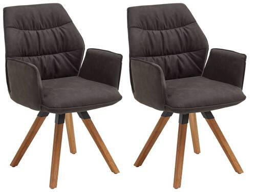 ARMLEHNSTUHL-SET 2 Stück  in Mikrofaser  - Eichefarben/Anthrazit, Design, Holz/Textil (60/90/64cm) - Valdera
