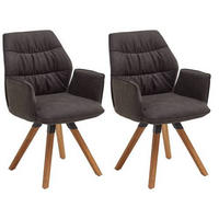 ARMLEHNSTUHL-SET 2 Stück  in Mikrofaser  - Eichefarben/Anthrazit, Design, Holz/Textil (60/90/64cm) - Valdera